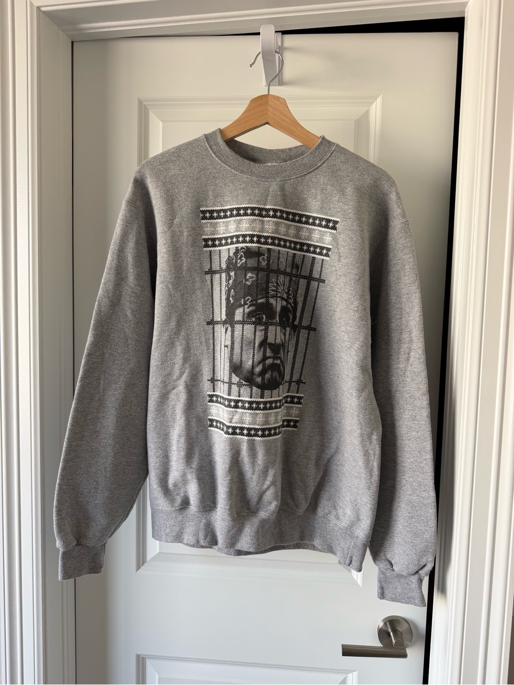 Champion Gray OFFICE BARSTOOL Crewneck Sweatshirt with Graphic Front